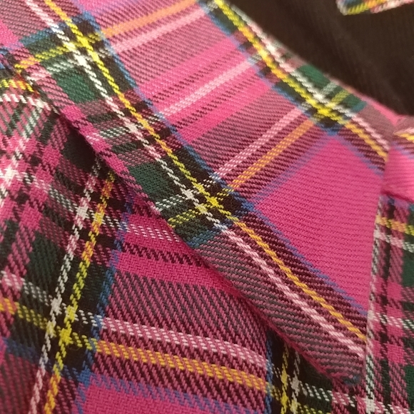 W♥C / Wego Japan mock layered cold shoulder pink plaid shirt dress - Picture 4 of 10